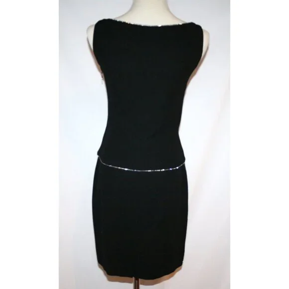 ESCADA Black Wool Crystal Trim 3 pc Evening Suit Jacket Skirt Top 34 US 4